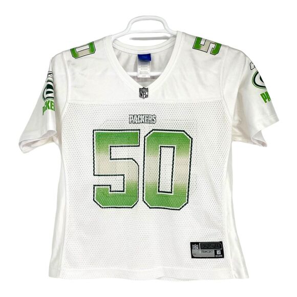 Reebok Green Bay Packers Jersey Youth Large AJ Hawk White Away #50 NFL Players - Picture 2 of 6